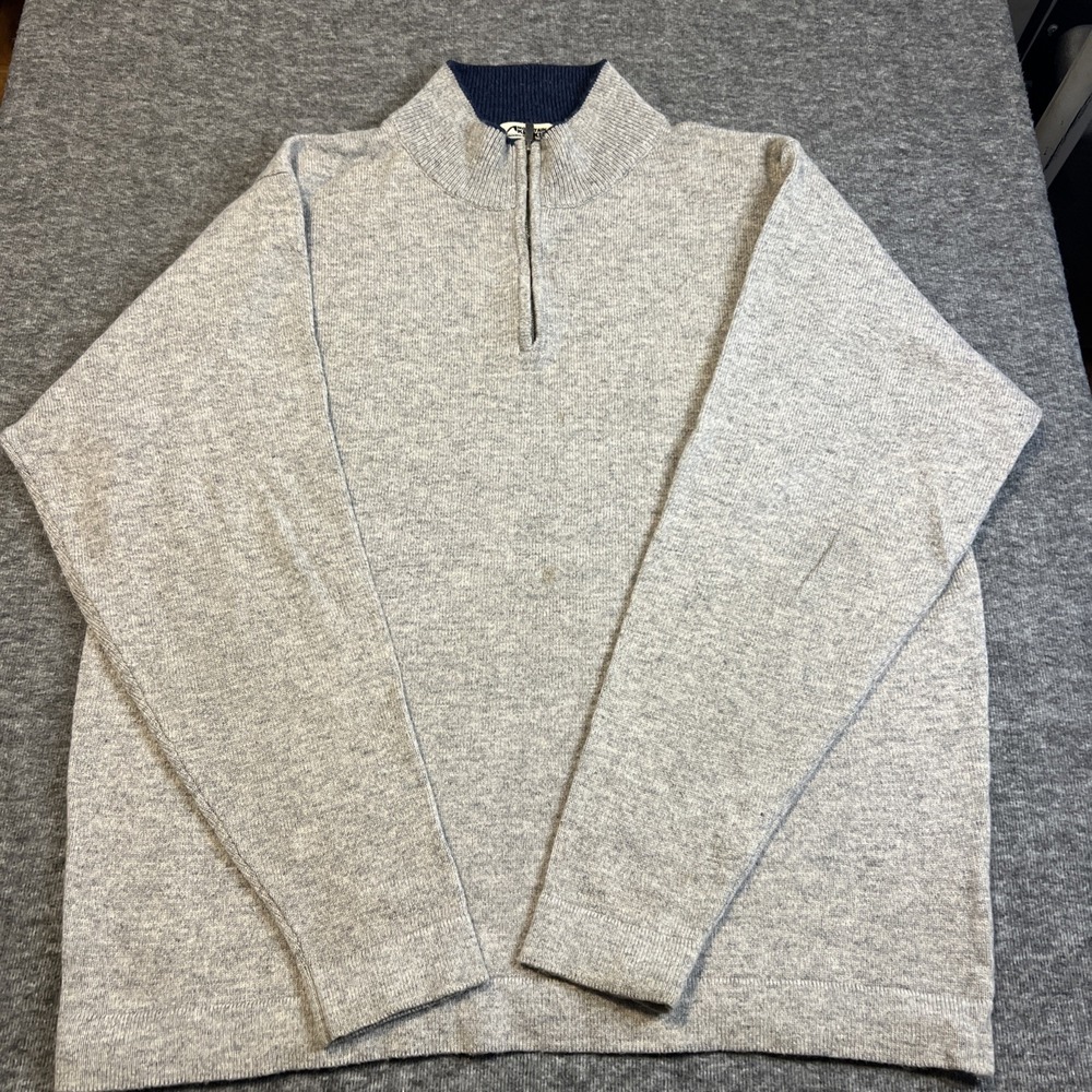 Mountain Khakis Lodge Sweater Mens XLarge Grey 1/4 Zip Merino Wool Ready To Wear